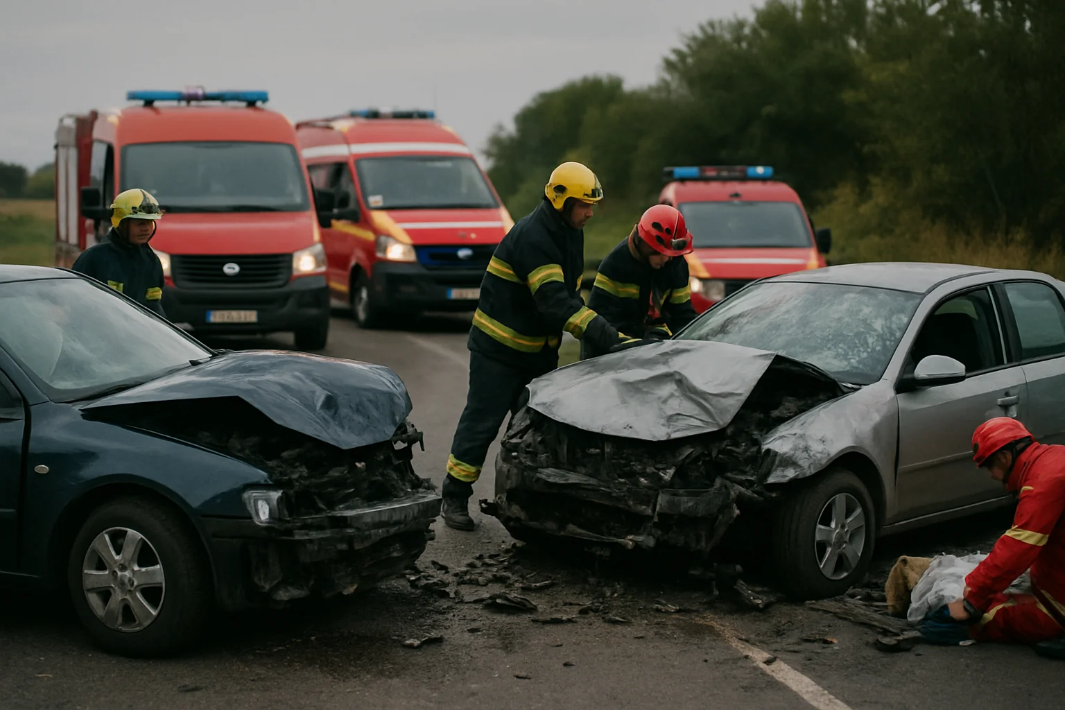 Accident cu trei victime în Șiria, Arad: Două mașini implicate