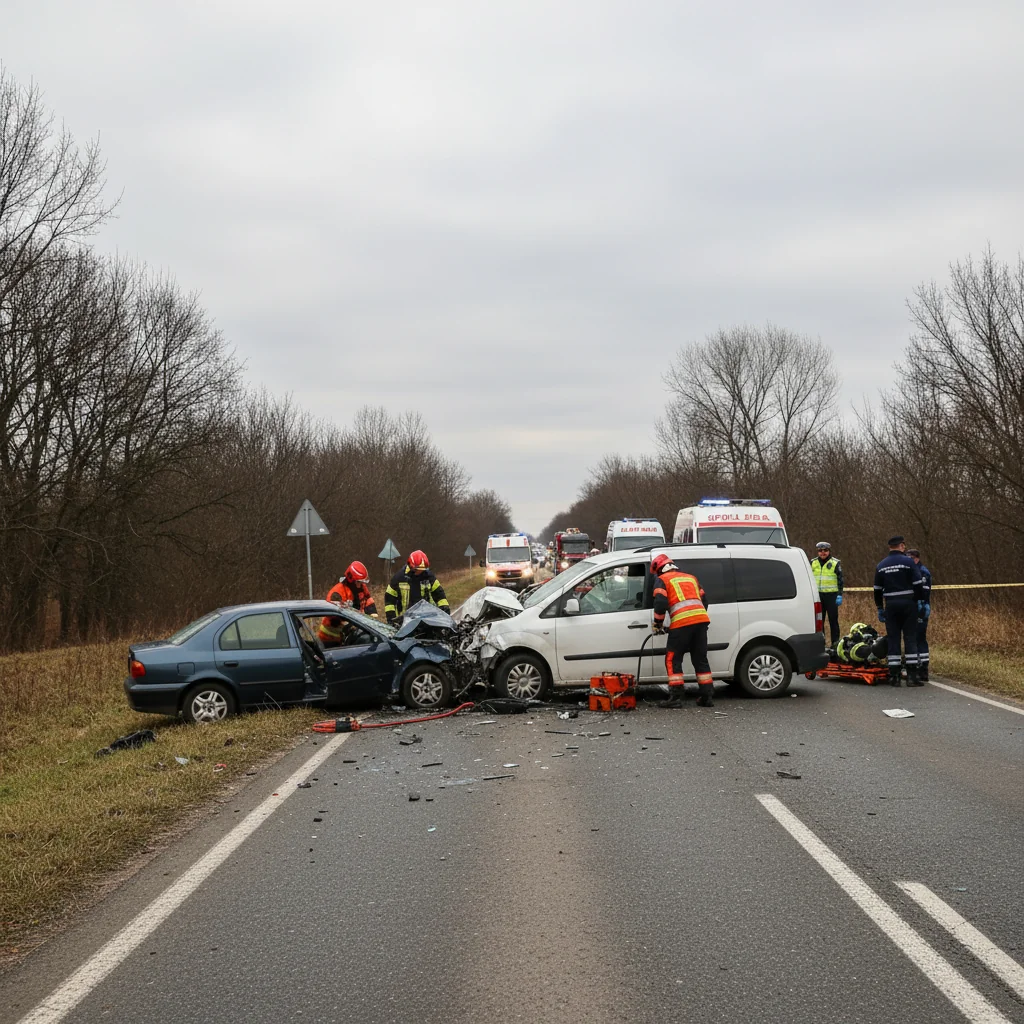 Accident rutier cu victime încarcerate pe drumul județean Arad–Curtici