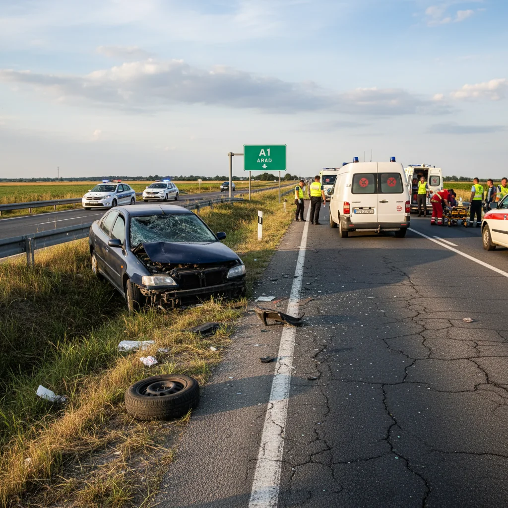Accident rutier pe DN69 A, la ieșirea spre autostrada A1 către Arad
