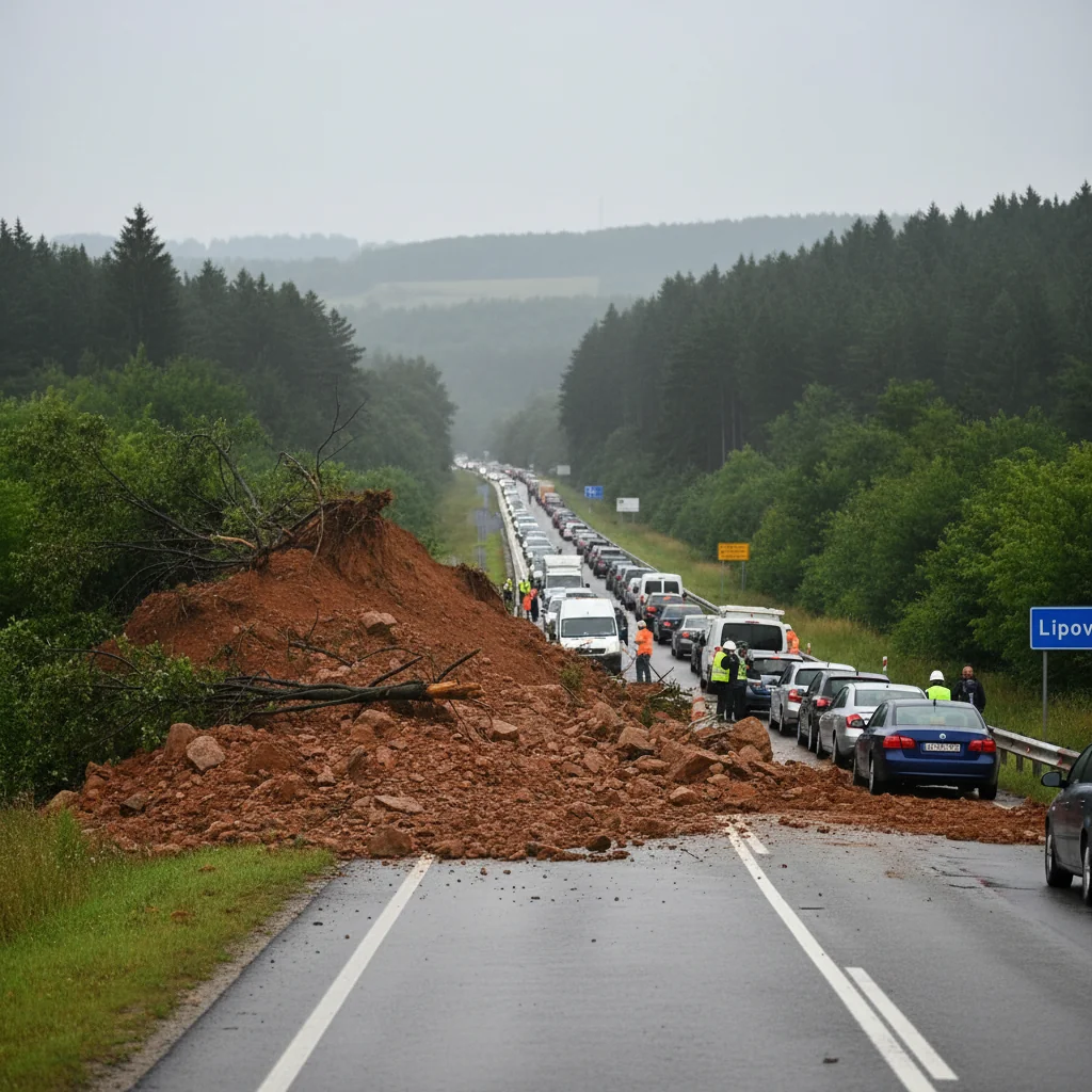 Alunecare de teren pe DN7, trafic rutier îngreunat între Arad și Deva