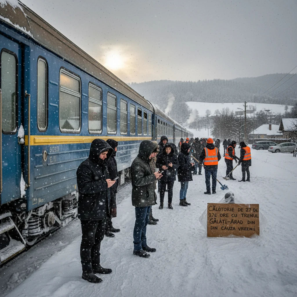 Călătorie de 27 de ore cu trenul până la Arad, din cauza vremii severe