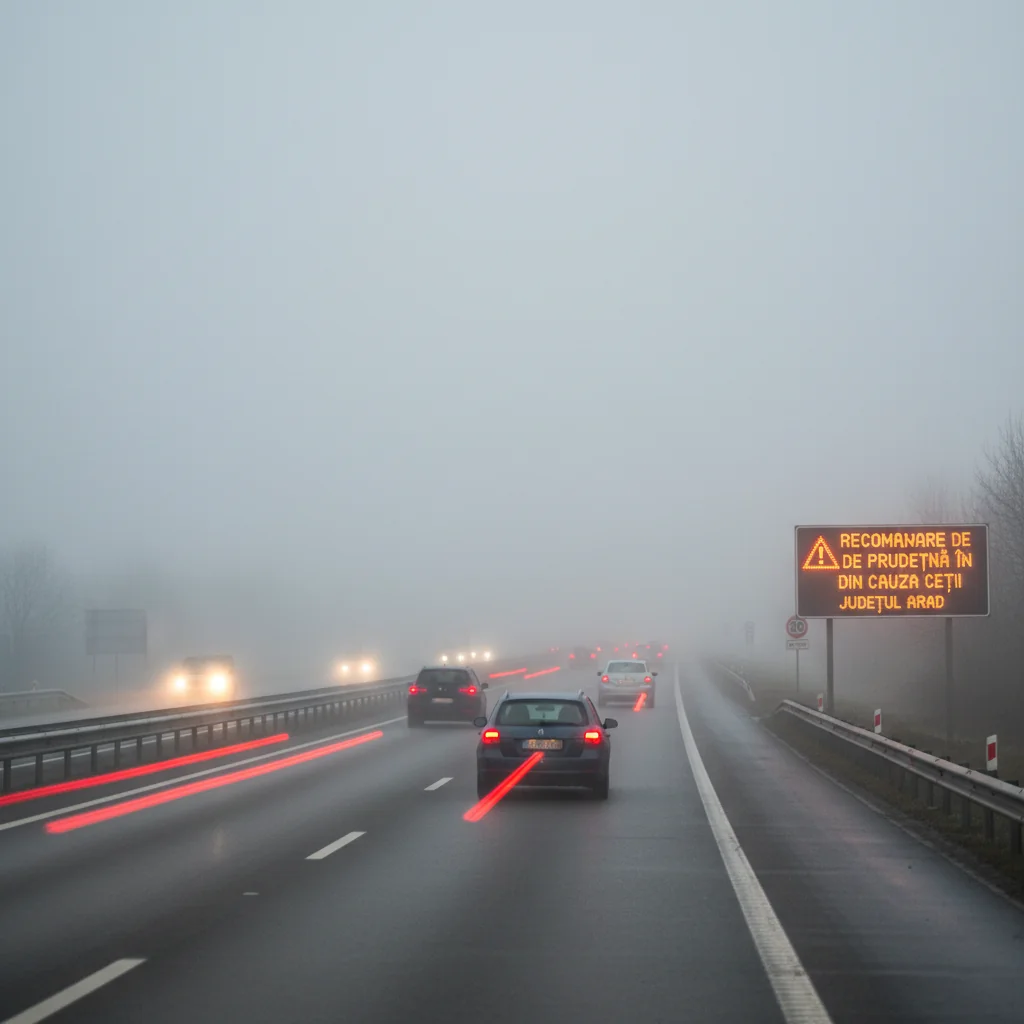 Ceață densă anunțată pe șosele: recomandare de prudență în trafic în județul Arad