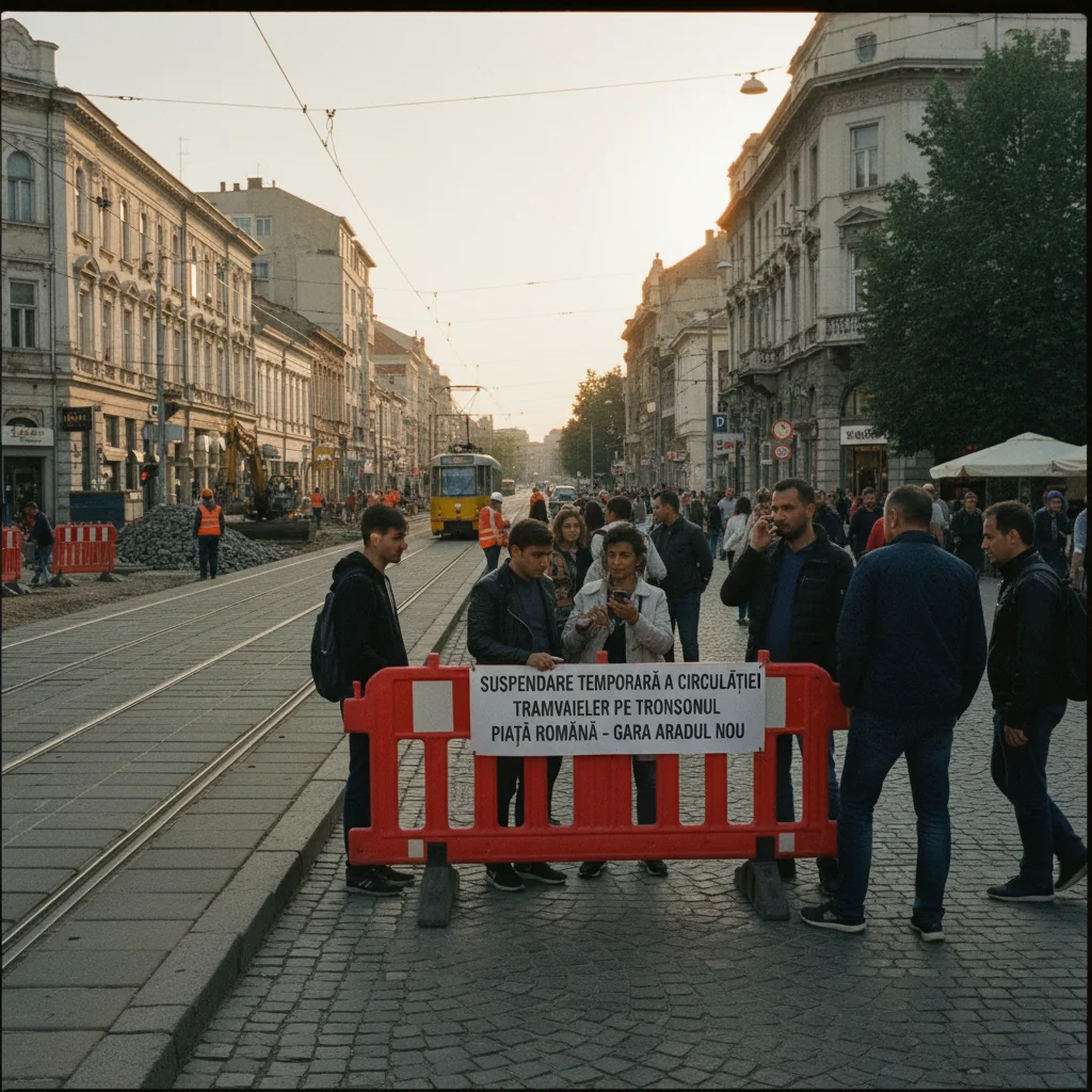 Circulația tramvaielor suspendată temporar pe tronsonul Piața Romană – Gara Aradul Nou, la Arad