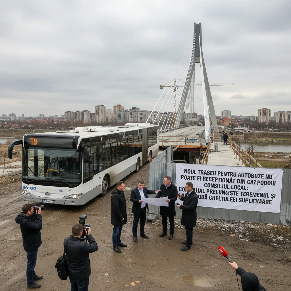 Consiliul Local prelungește termenul și aprobă cheltuieli suplimentare pentru recepția noului traseu de autobuze, blocată de podul hobanat