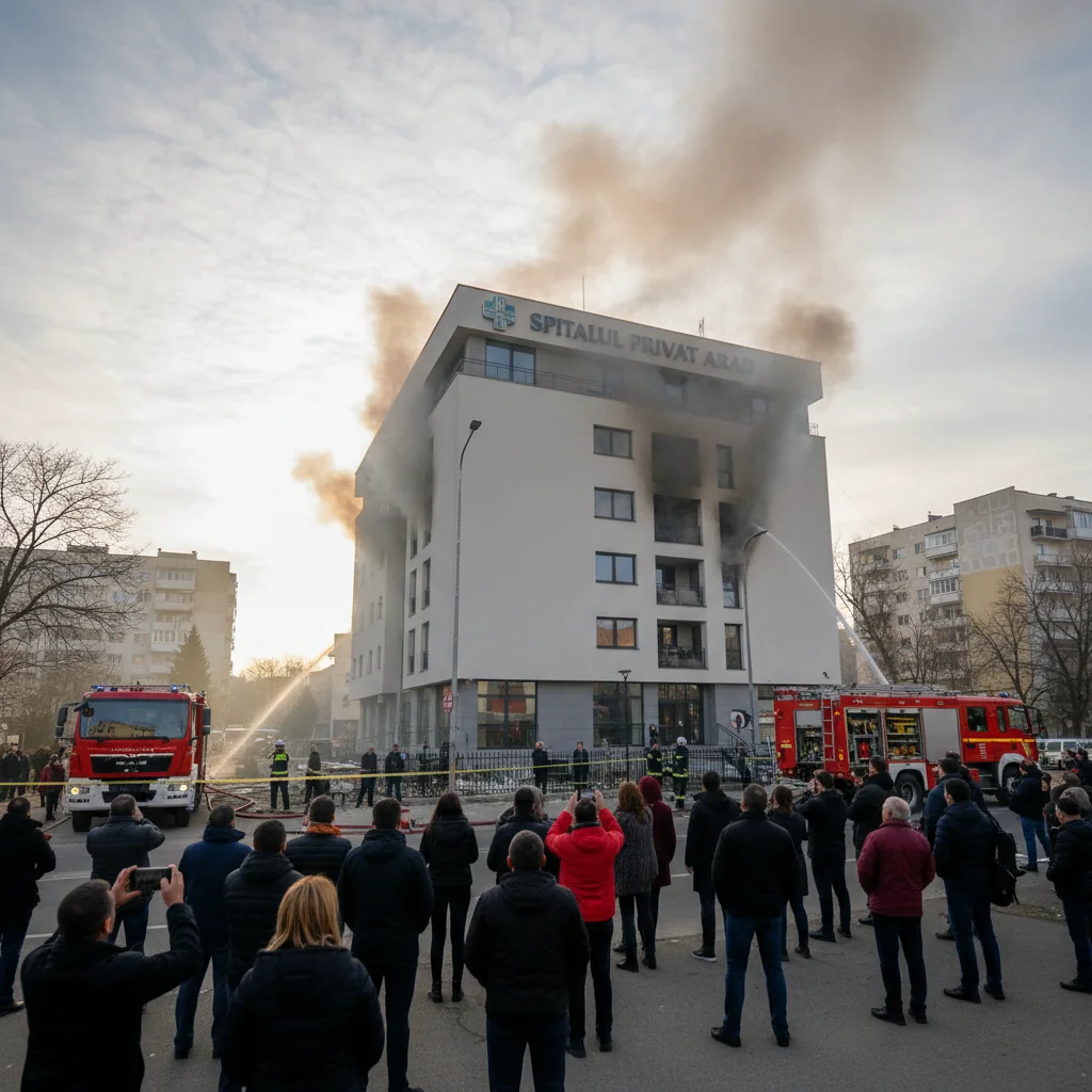 Degajări de fum la un spital privat din Arad, cartierul Micălaca, fără evacuarea pacienților