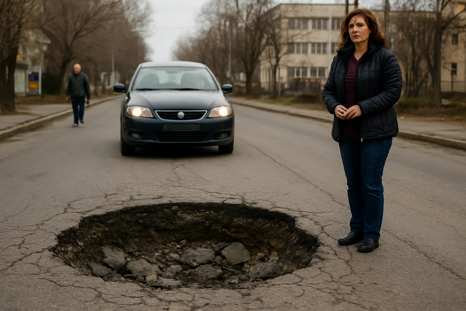 Groapă periculoasă în Arad, lângă Apele Române: risc pentru șoferi