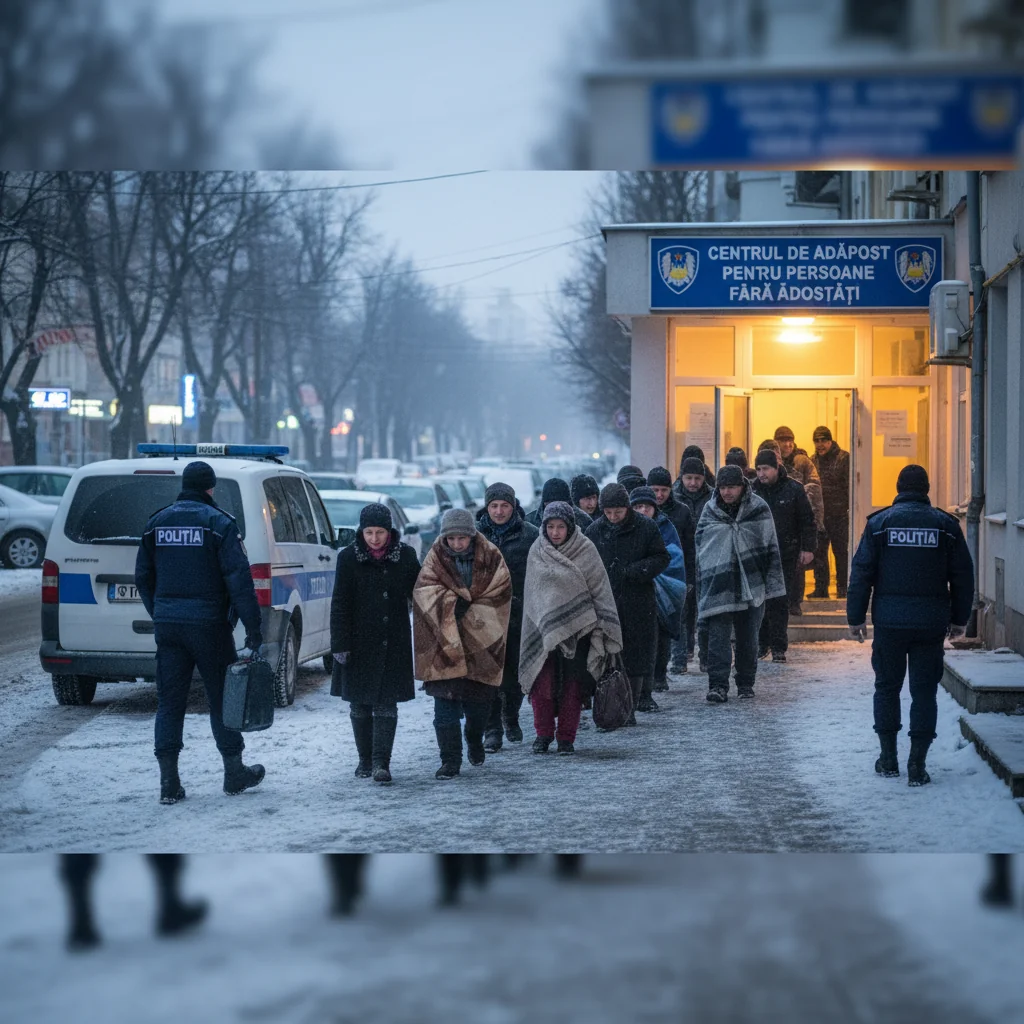 Intervenție în Arad: 14 persoane fără adăpost duse la adăposturi din cauza gerului
