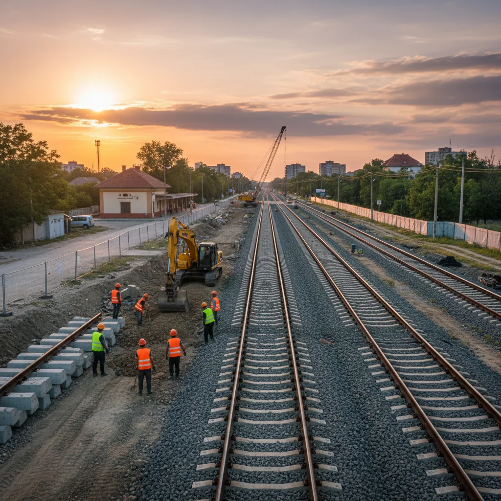 Lucrările de modernizare pe calea ferată Ronaț Triaj – Arad au fost reluate pe șantierul din Arad