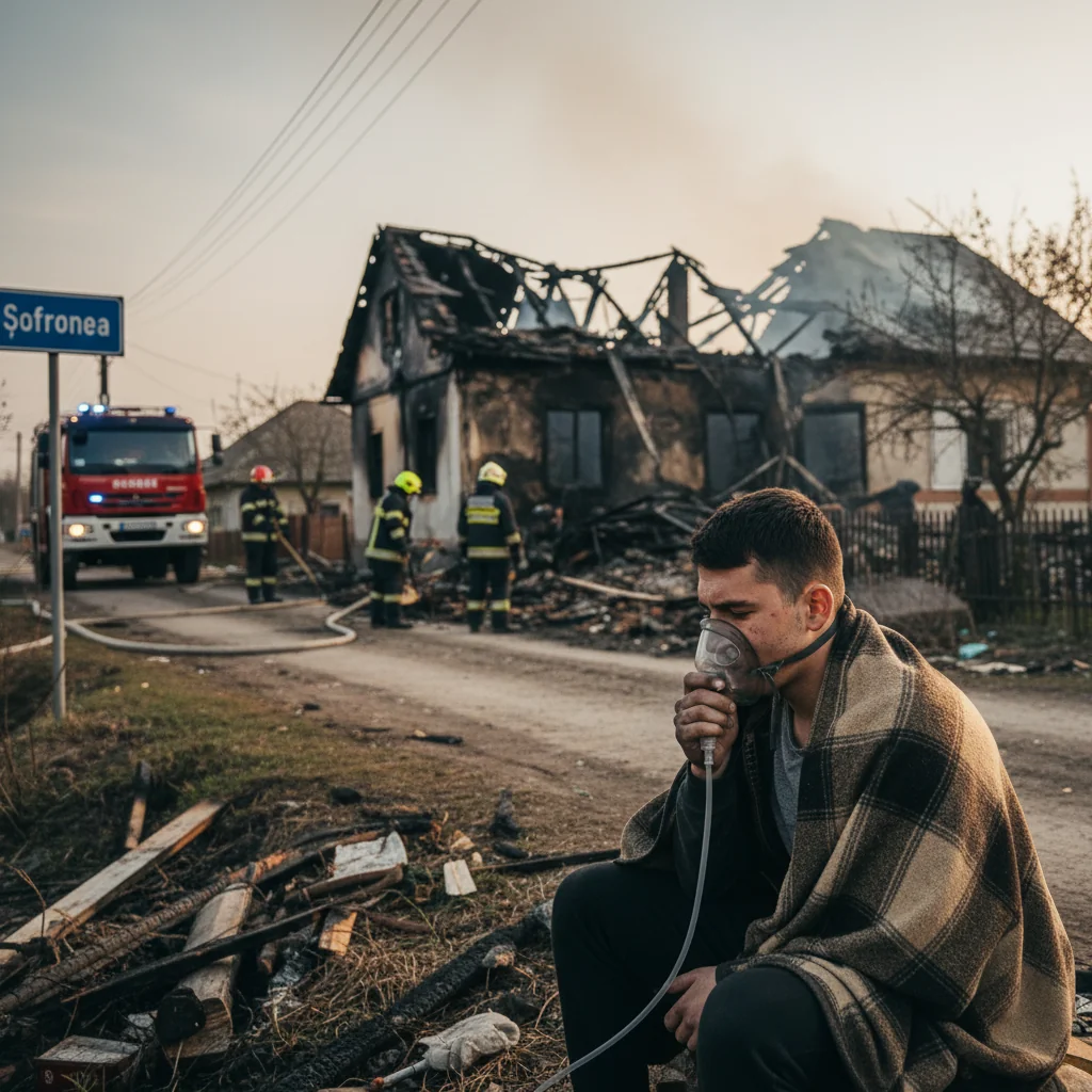 Minor intoxicat cu fum în urma unui incendiu la o casă din Șofronea, lângă Arad