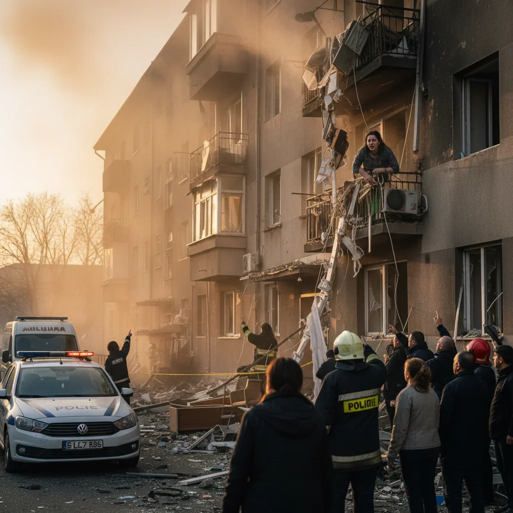 O femeie aruncată în afara apartamentului