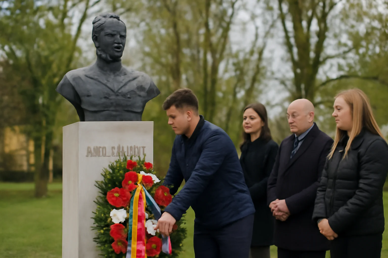Omagiu la Arad: elevii Școlii Profesionale ASTRA au depus coroană de flori la bustul lui Alexandru Ioan Cuza