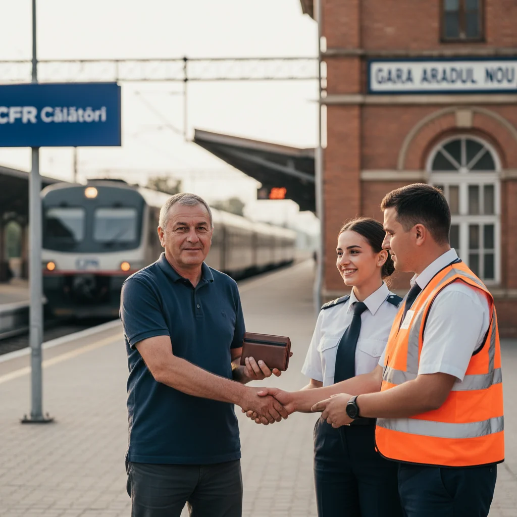 Portmoneu găsit în Gara CFR Aradul Nou, restituit proprietarului