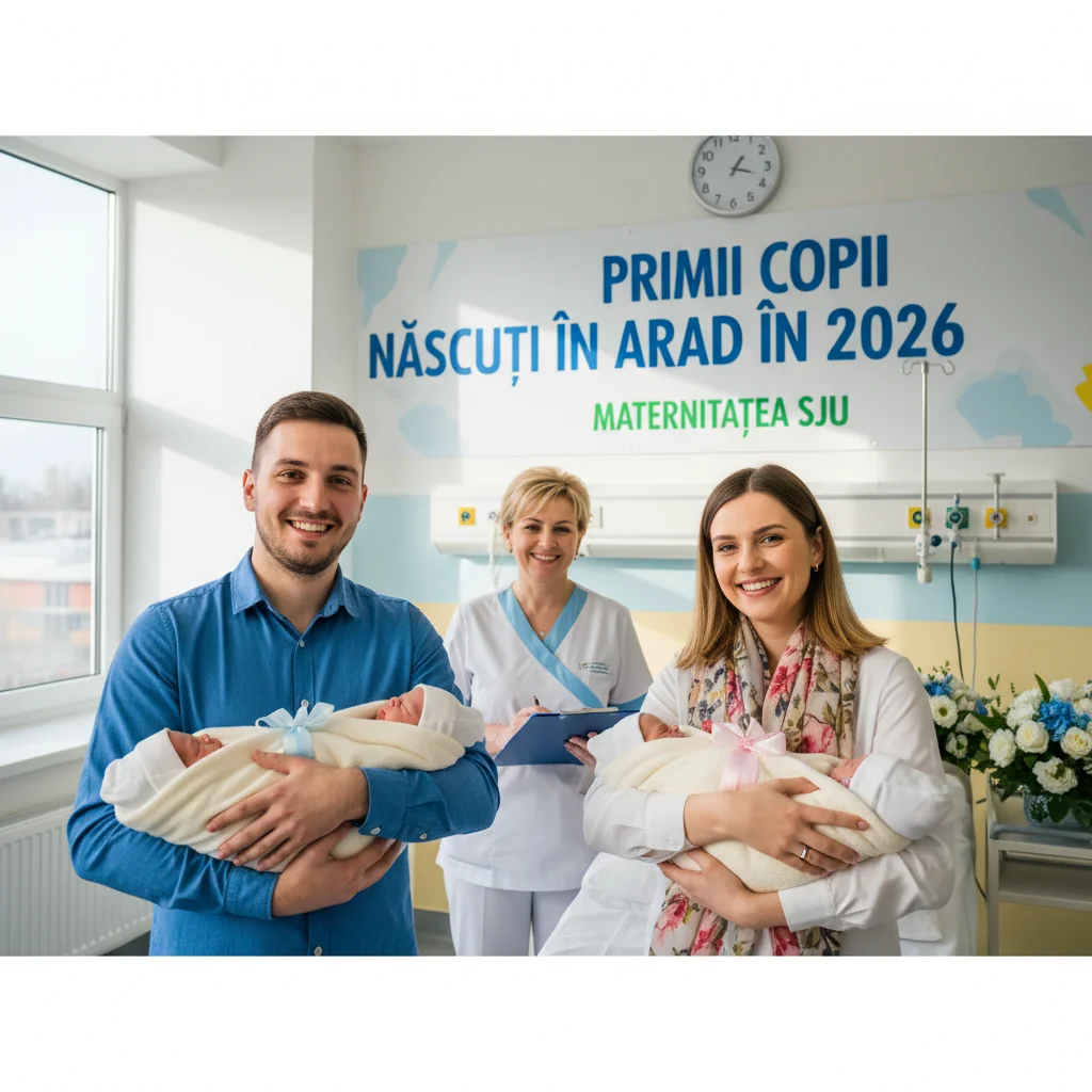 Primii nou-născuți ai anului 2026 la Maternitatea SJU Arad: două fetițe și un băiețel