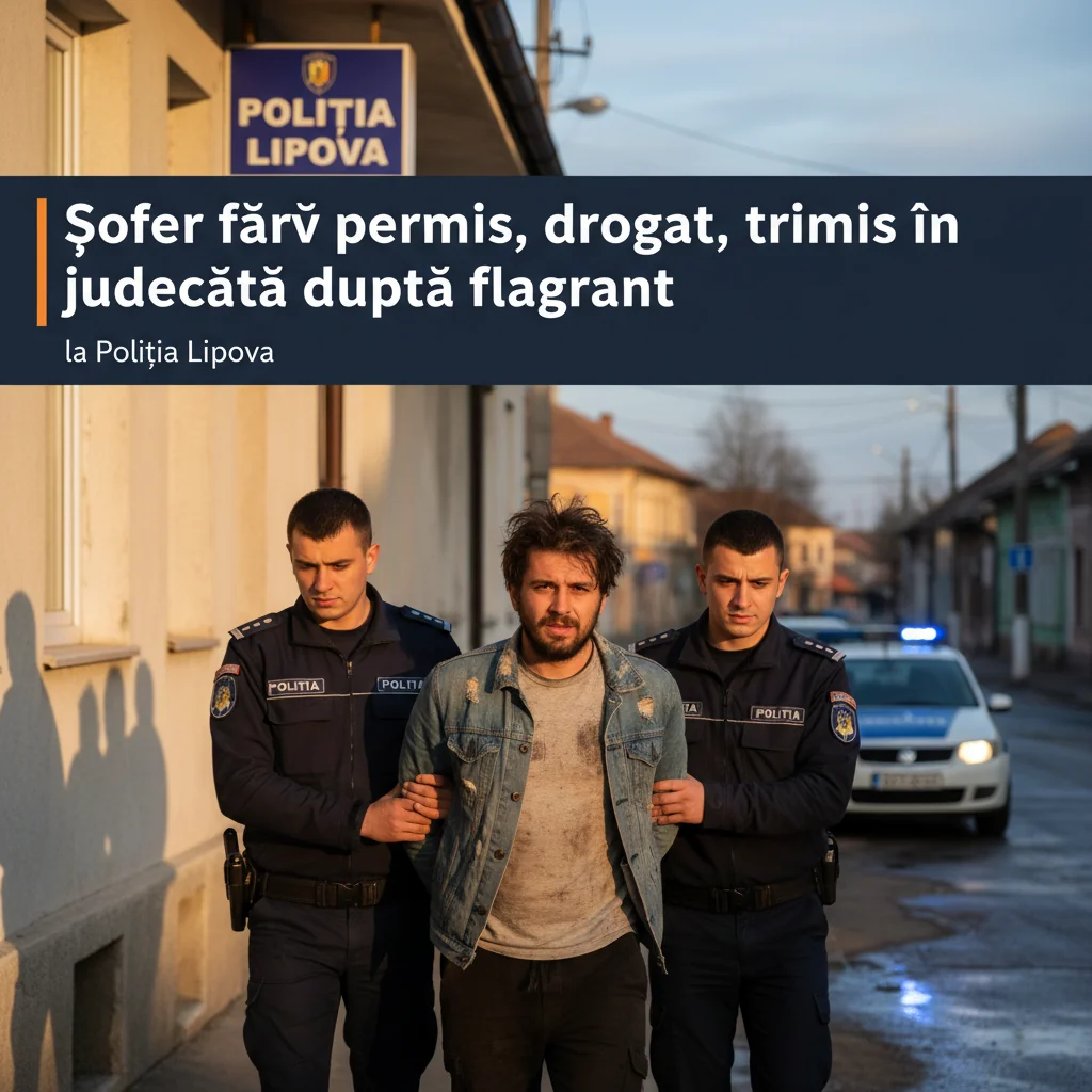 Șofer de 39 de ani din Arad, judecat după ce a fost prins drogat și fără permis la Poliția Lipova