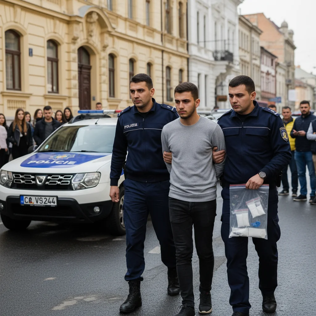 Tânăr oprit de jandarmi în Arad, asupra căruia au fost găsite substanțe susceptibile a fi psihoactive
