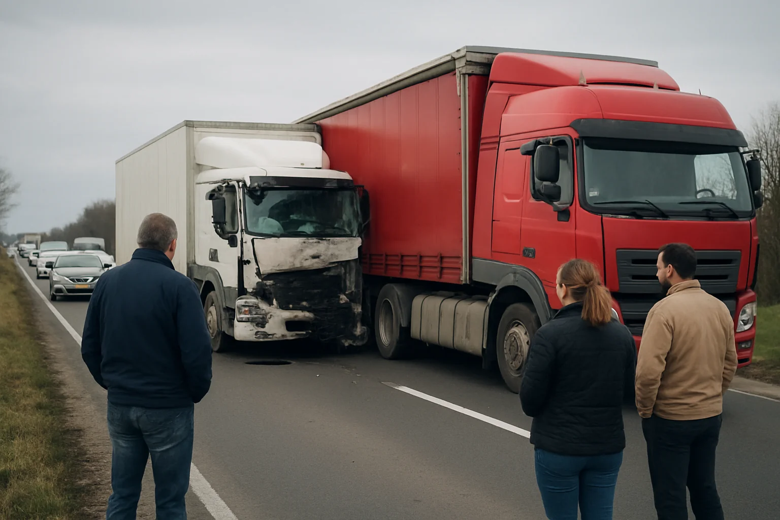 Trafic îngreunat pe DN 76 din cauza coliziunii a două camioane