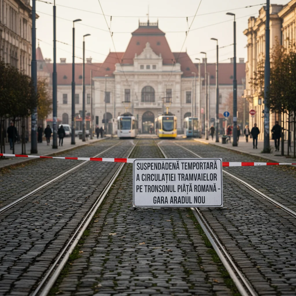Tramvaiele nu vor circula temporar între Piața Romană și Gara Aradul Nou din Arad