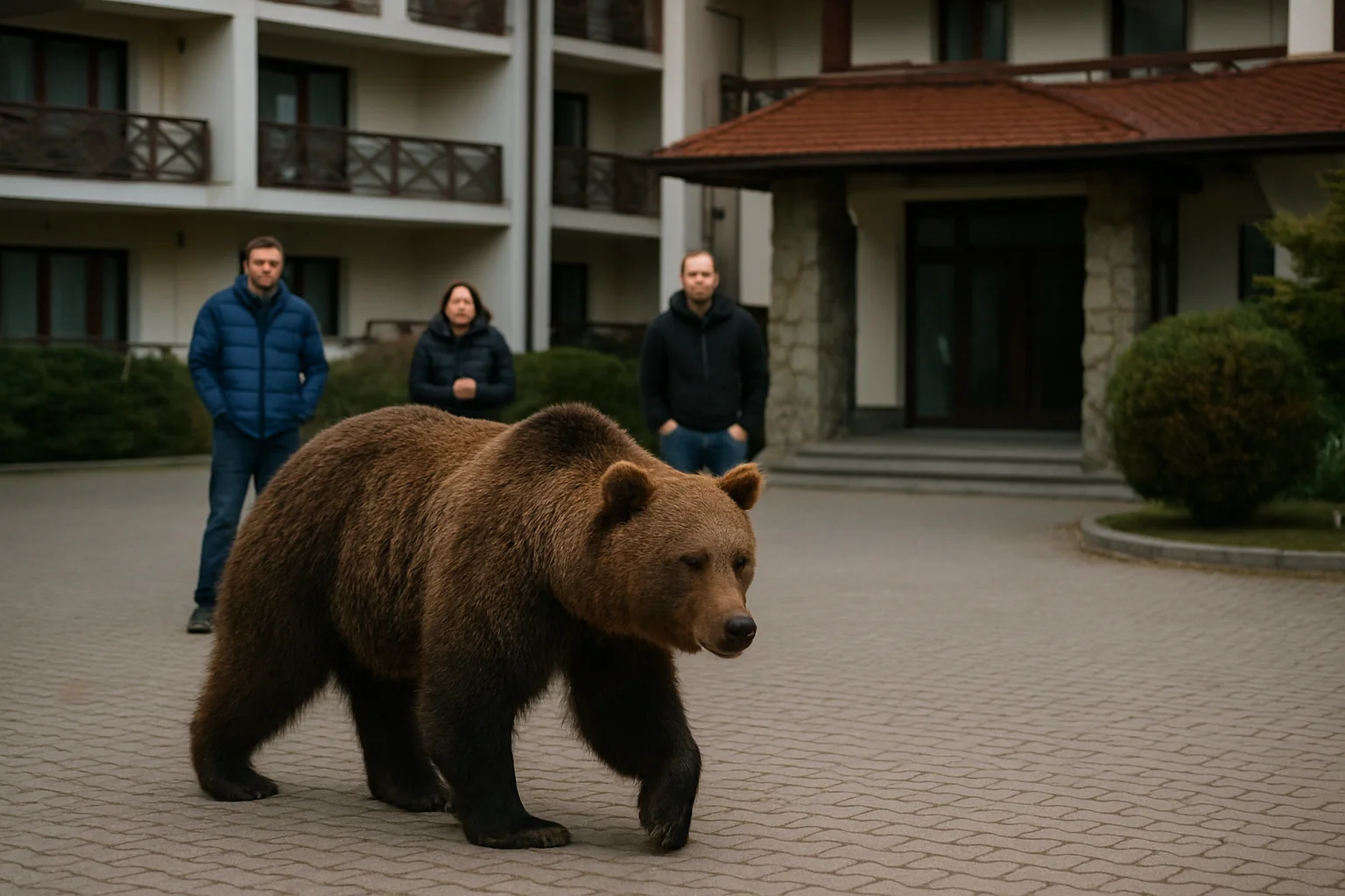 Urs filmat în hotel din Poiana Brașov, autoritățile nu intervin